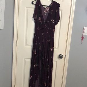 Francesca’s Maroon Floral Romper Maxi